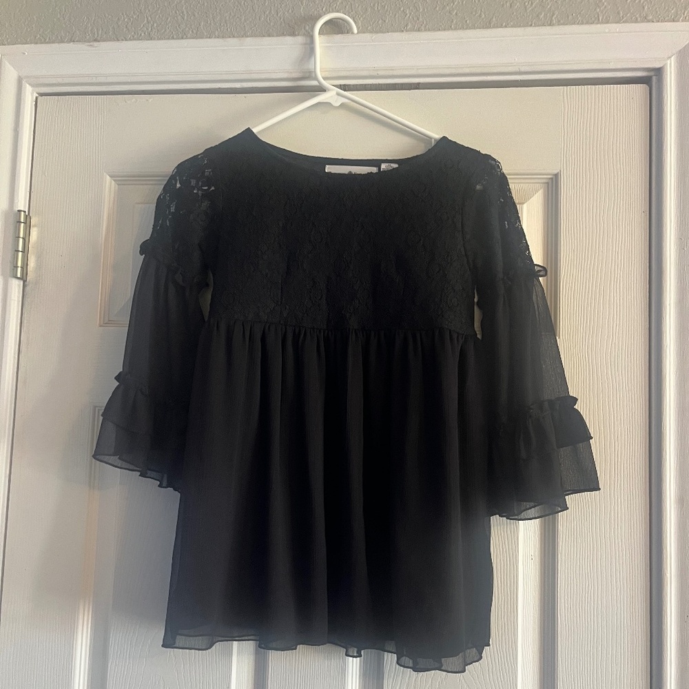 Black Dress Bell Sleeves & Lace Top